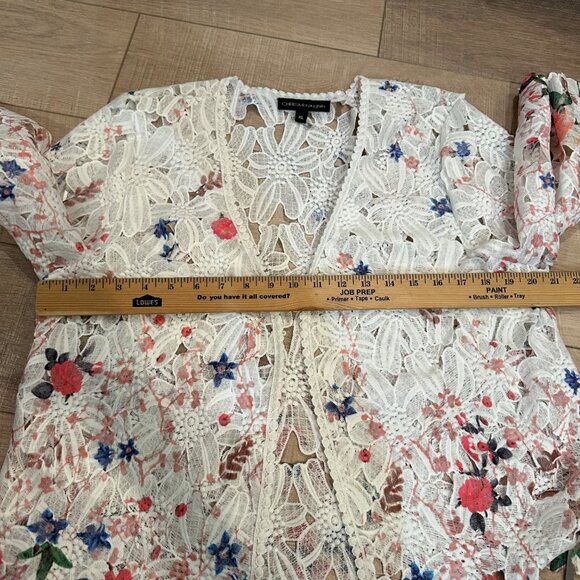 CHRIS MCLAUGHLIN WOMENS XL LACE FLORAL CARDIGAN WHITE - Picture 5 of 10